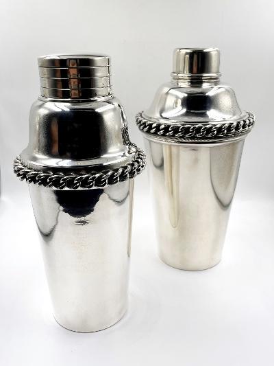 Jean Despres Pair of Cocktail Shakers H: 8.6" France (1 of 5)