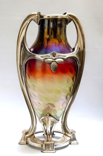 Loetz Art Nouveau Iridescent Glass H: 25" Large Vase (1 of 4)