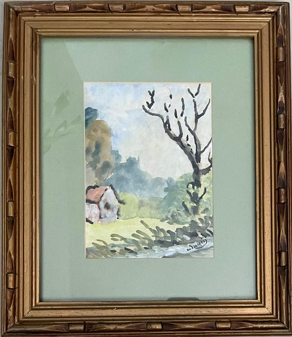 Andre Derain Watercolor on Paper 7.5" x 5.5" No COA: Frame: 14" x 12" Shipping in USA $ 35.