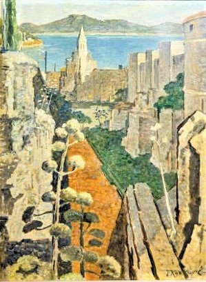Joza Kljakovic Oil on Canvas 32" x 24" w/ Provenance: Shipping in USA $ 120 Jozo Kljaković was a Croatian painter. He studied in Prague and then at an Arts institute in Rome. He also studied fresco painting in Paris. Kljaković was professor at 