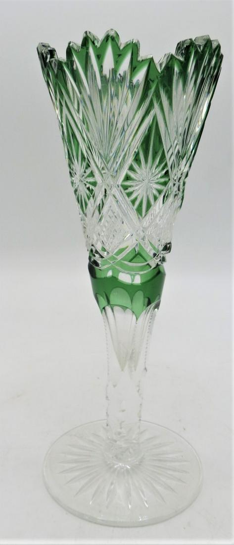 Val Saint Lambert C.1910 green to clear Vase cut (1 of 3)