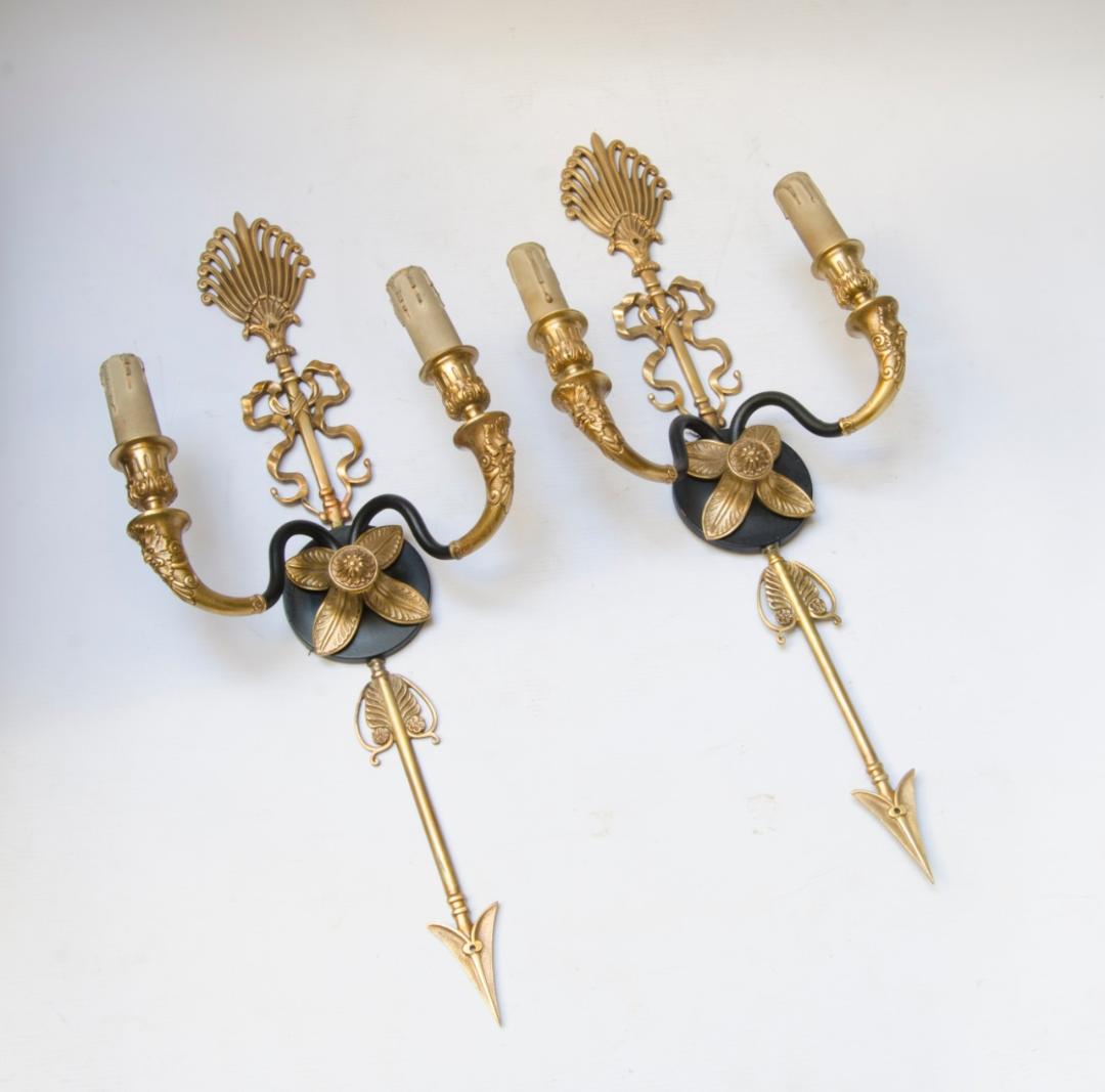 Maison Jansen Pair of Sconces H: 23" W: 9" France (1 of 3)