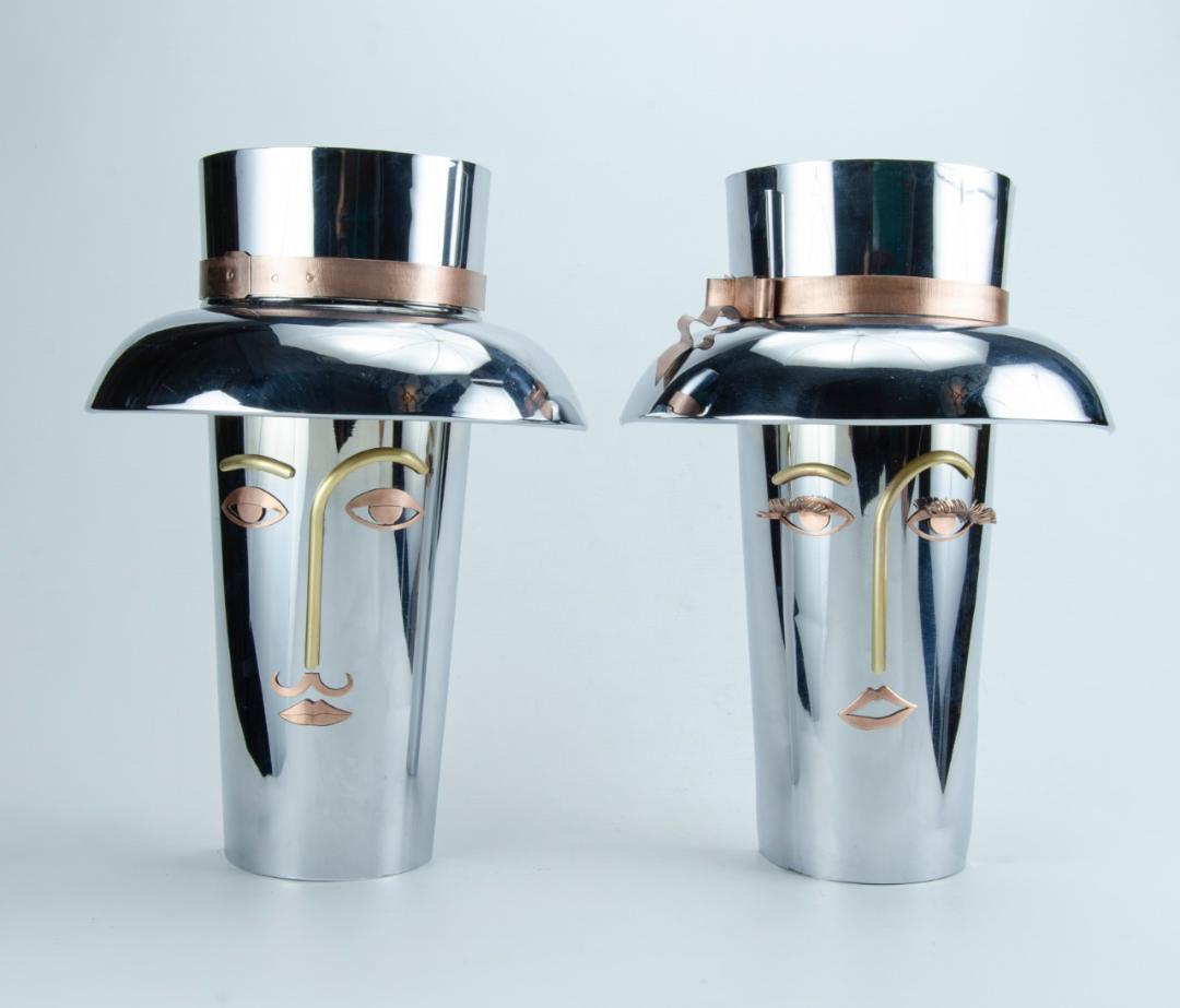 Atelier Hagenauer Pair of Art Deco Mask H: 12.8" (1 of 4)