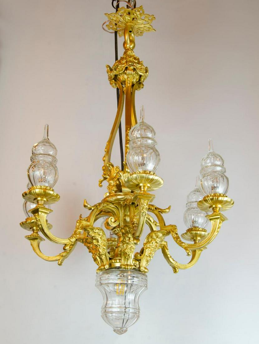 Bronze & Baccarat Crystal Chandelier H: 34" France (1 of 5)
