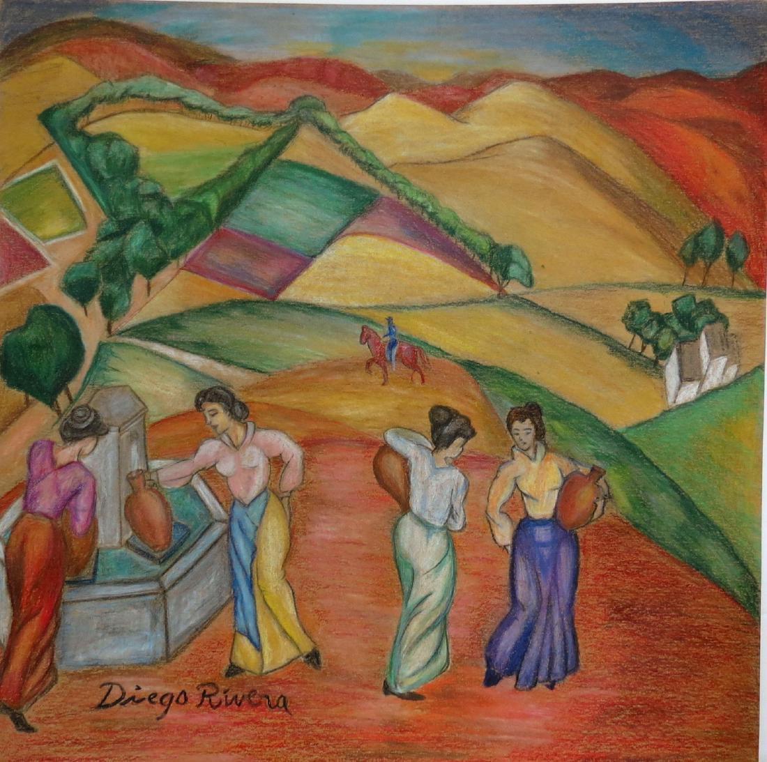 Diego Rivera Color Pencil on Paper No COA (1 of 4)
