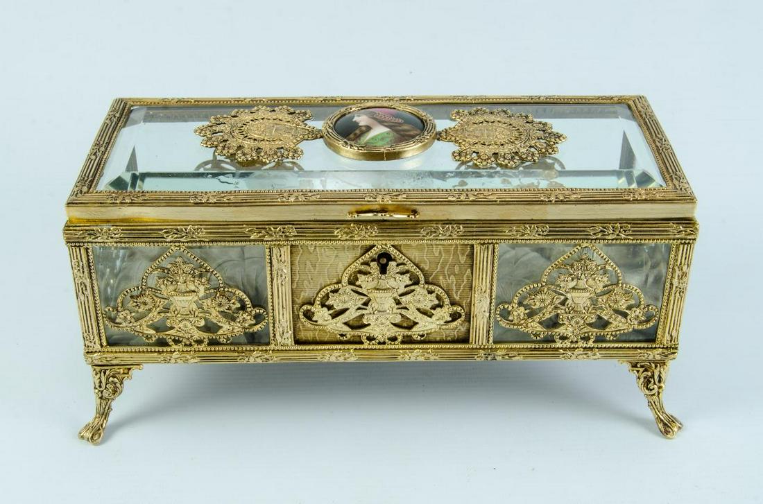 Magnificent Bronze & Crystal Jewelry Box w/ Miniatures (1 of 6)