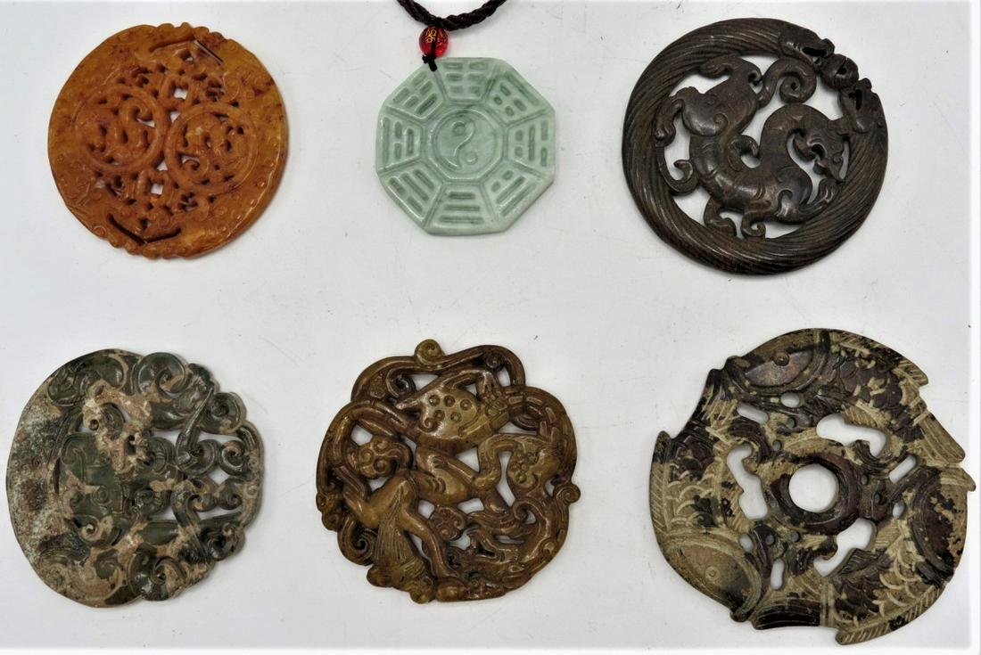 Lot of 6 Antique Jade Sculptures Nice Carving 2.4" (1 of 2)
