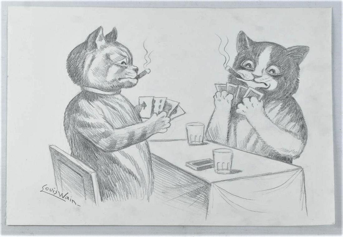 Louis Wain Pencil on Paper 9" x 12" Unframed (1 of 1)