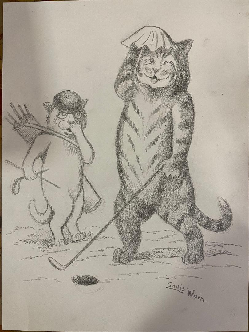 Louis Wain Pencil on Paper 9" x 12" Unframed (1 of 1)