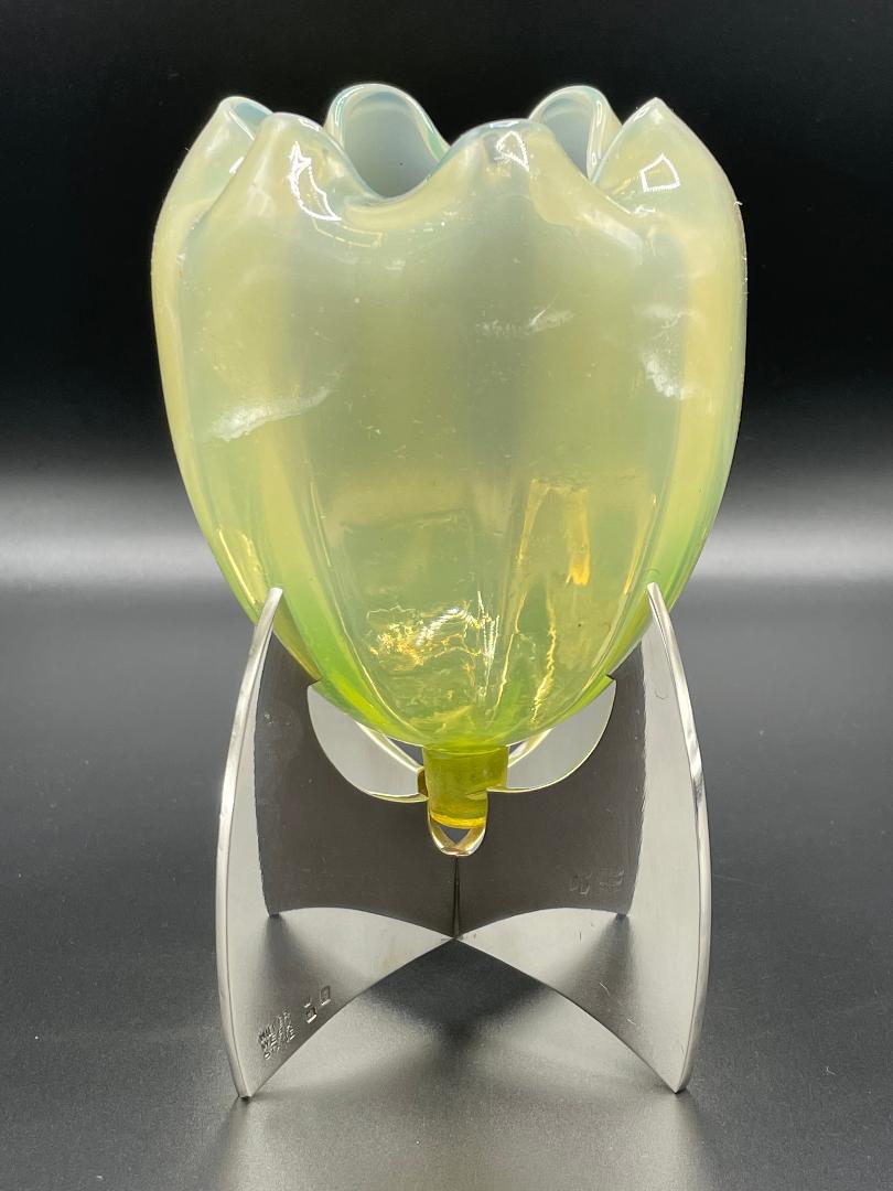 Josef Hoffmann Glass & Bronze Vase H: 6.5" (1 of 3)