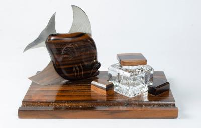 Art Deco European Inkwell 5" x 7" x 5": Shipping in USA $ 45.