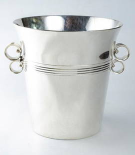 Luc Lanel Silverplated Champagne Wine Holder 8" x 8": Shipping in USA $ 45.Important and rare champagne or wine bucket made by Christofle and designed by Luc Lanel. It is quite popular and echoes the same design from the 1930s which was made Normandie