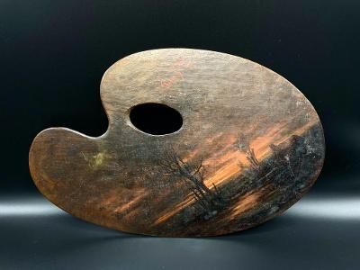 Pedro Ivela Artist Palette Signed Landscape 14" x 10": Shipping in USA $ 40