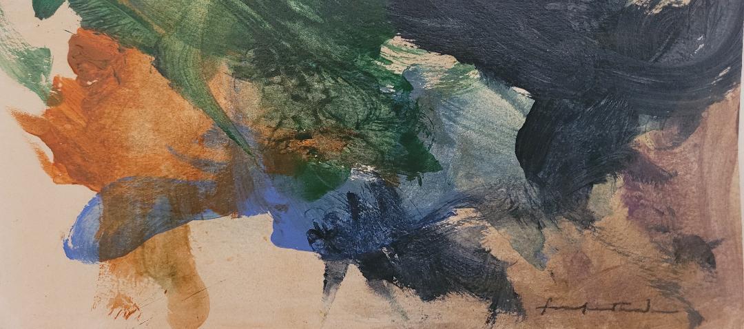 Helen Frankenthaler Oil on Paper 4.2" x 9" Attributed (1 of 2)