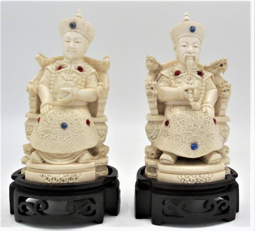Pair of Chinese Carved Sculptures H: 5.2" (1 of 4)
