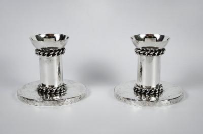 Jean Despres Art Deco pair of candlesticks  H-5.5" (1 of 3)