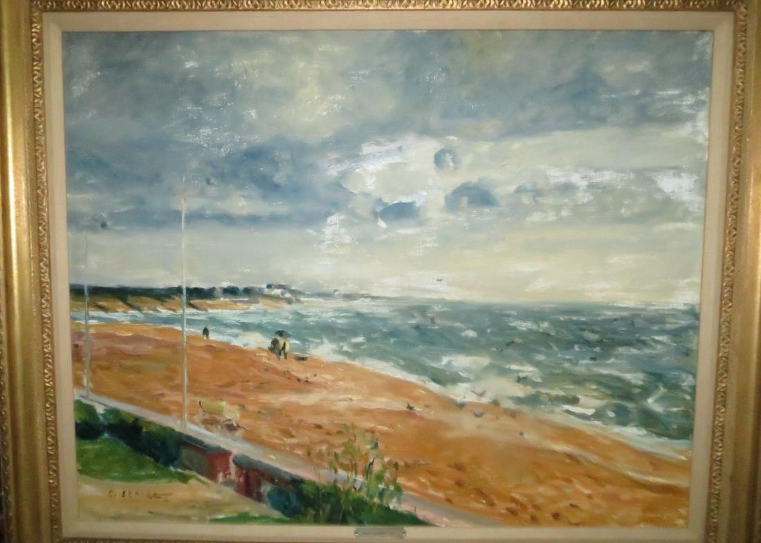 Gaston Sebire Oil on Canvas "Le Soir a Trouville" with COA (1 of 7)