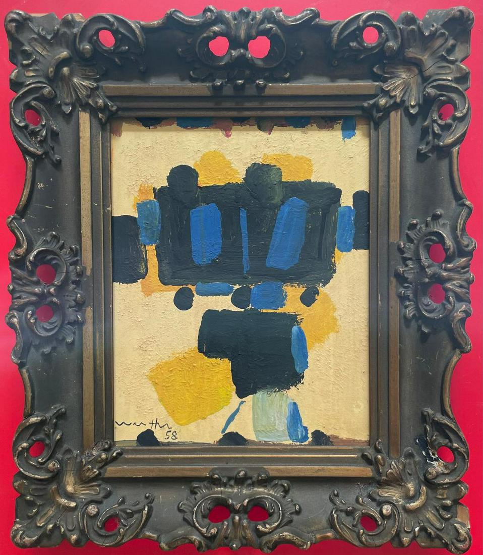 Emerson Woelffer Oil on Masonite Art: 10" x 8" (Attrib) (1 of 3)