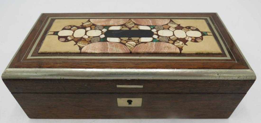 Pietra Dura & Wood Box H: 2" W: 7" D: 3" Florence (1 of 3)