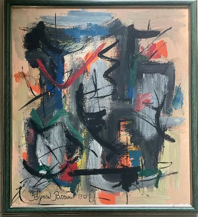 Byron Browne Mixed Media & Oil on Canvas w/COA: Art: 24" x 21" Frame: 26" x 23" Shipping in USA $ 150. Browne was born on June 26, 1907 in Yonkers, New York. He studied at the National Academy of Design from 1925 to 1928. He was a member of the Art