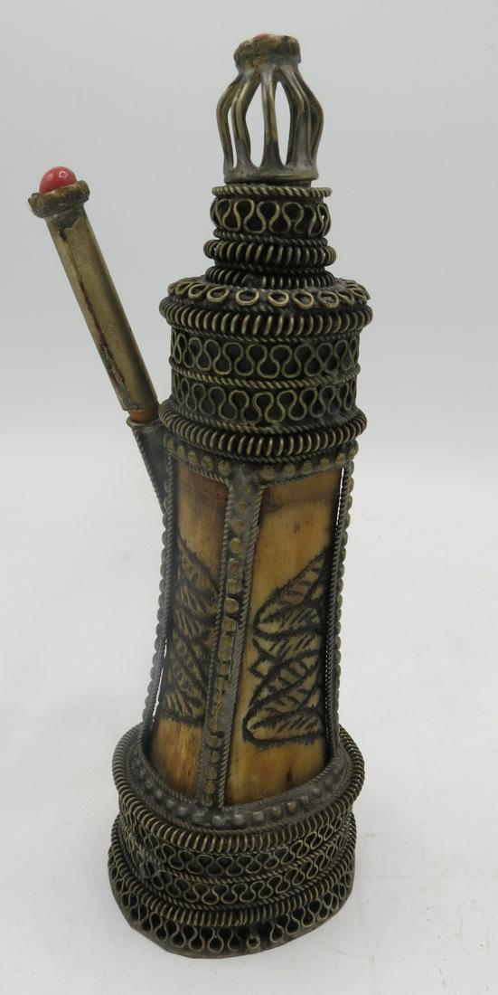 Antique Orientalist Inkwell Bottle H: 8" (1 of 3)
