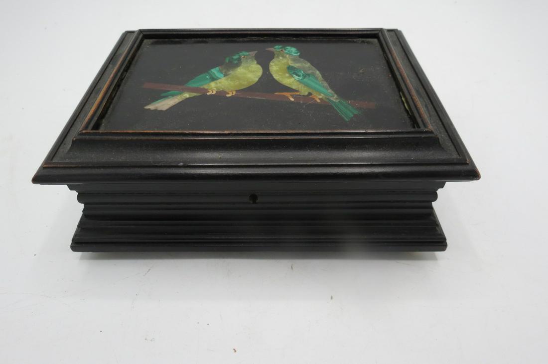 Pietra Dura, Wood & Malachite Box 2" x 7" x 5" (1 of 3)