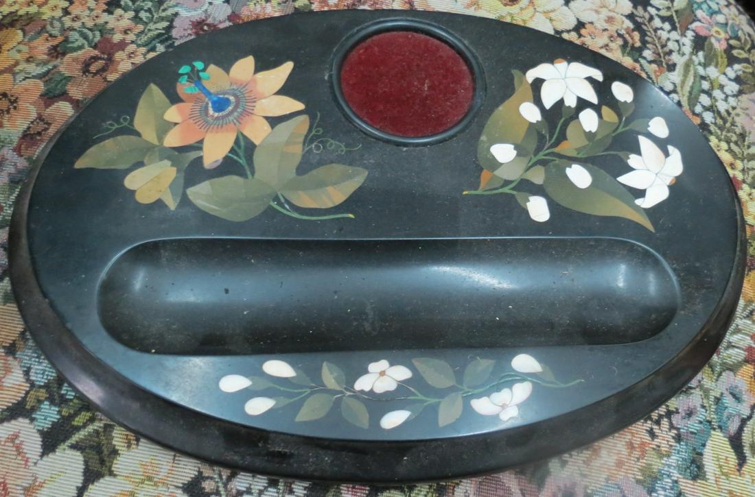 Pietra Dura Inkwell 7.8" x 6.2"  Italy (1 of 2)