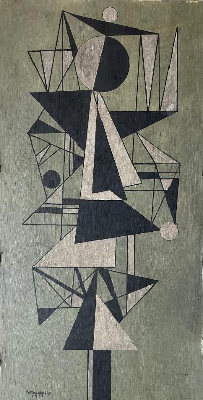 Rene Portocarrero 1952 Oil on Wood 26" x 14": Shipping in USA $ 140. Rene Portocarrero was a Cuban artist recognised internationally for his achievements.