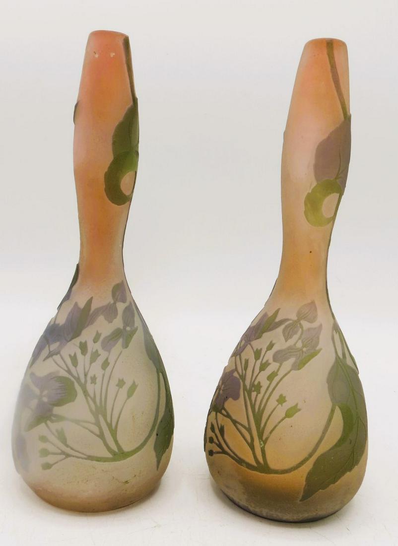 Pair of Galle Vases. France H : 8" Authentic (1 of 4)