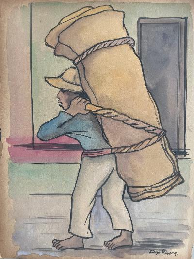 Diego Rivera Watercolor on Paper 14" x 10.5" w/COA (1 of 2)