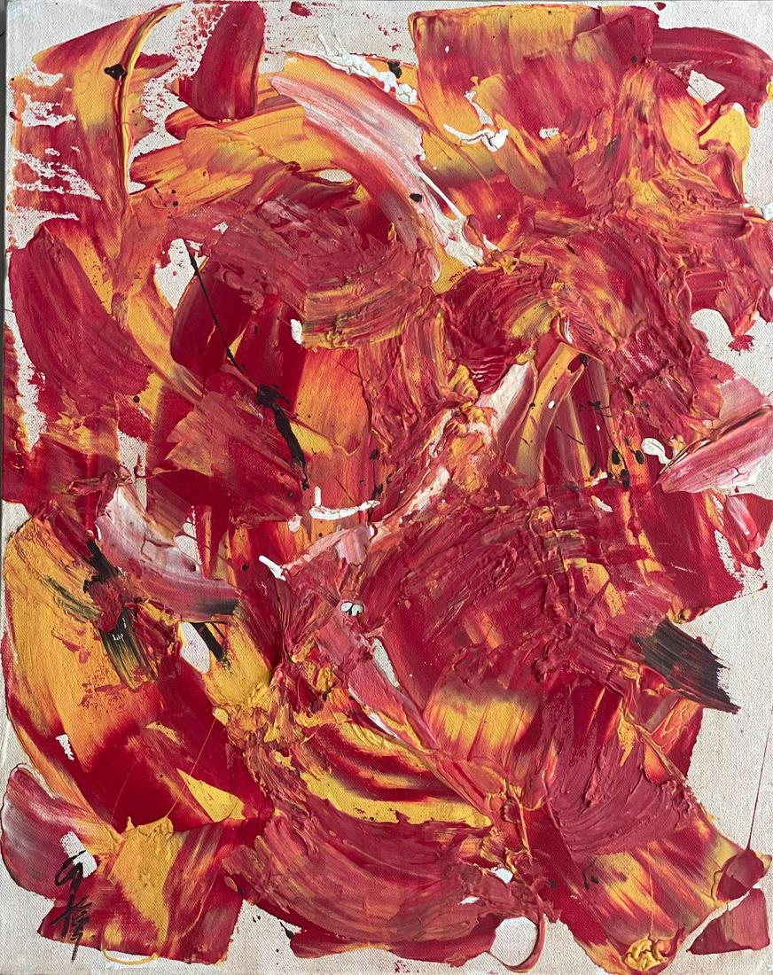 Kazuo Shiraga Oil on Canvas w/ Provenance 20" x 16" (1 of 5)