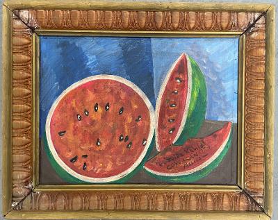 Frida Kahlo 1954 Oil on Wood 11" x 15" w/ Provenance COA: Frame: 15" x 19" Shipping in USA $ 100. Frida Kahlo was a Mexican painter known for her many portraits, self-portraits, and works inspired by the nature and artifacts of Mexico. Inspired by the countr
