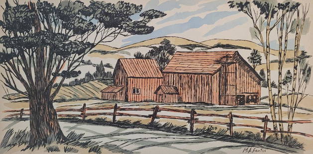 Marc Aurele Fortin Ink & Gouache on Paper 8" x 16" No COA: Shipping in USA $ 80. Marc-Aurèle Fortin was born in 1888 in Ste-Rose, Quebec, son of Thomas Fortin. He studied in Montreal under Ludger Larose and Edmond Dyonnet, then under Edward J. Timmons at t