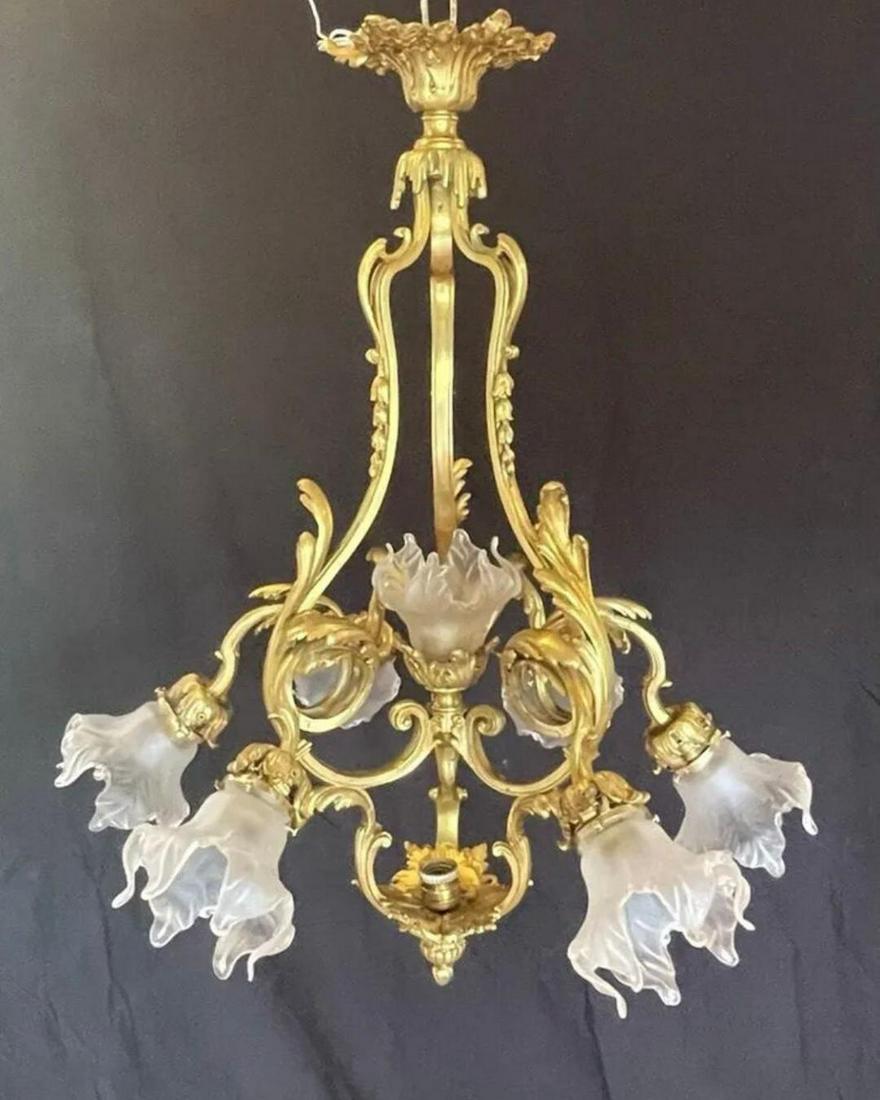 Antique Louis XV Bronze Chandelier H: 33" D: 29" France (1 of 5)