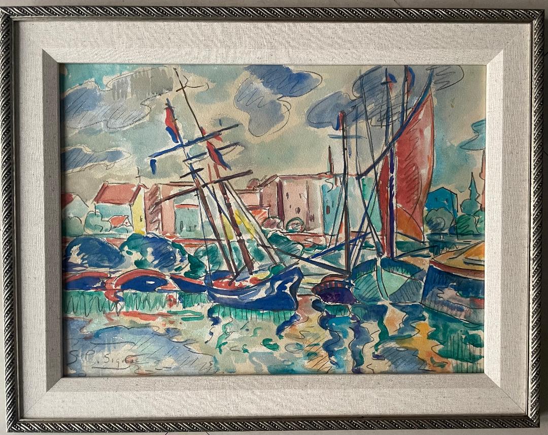 Paul Jules Signac Watercolor & Pencil on Paper 14" x 19" (1 of 4)
