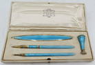 Sterling Silver Enamel Desk Set w/ Seal France