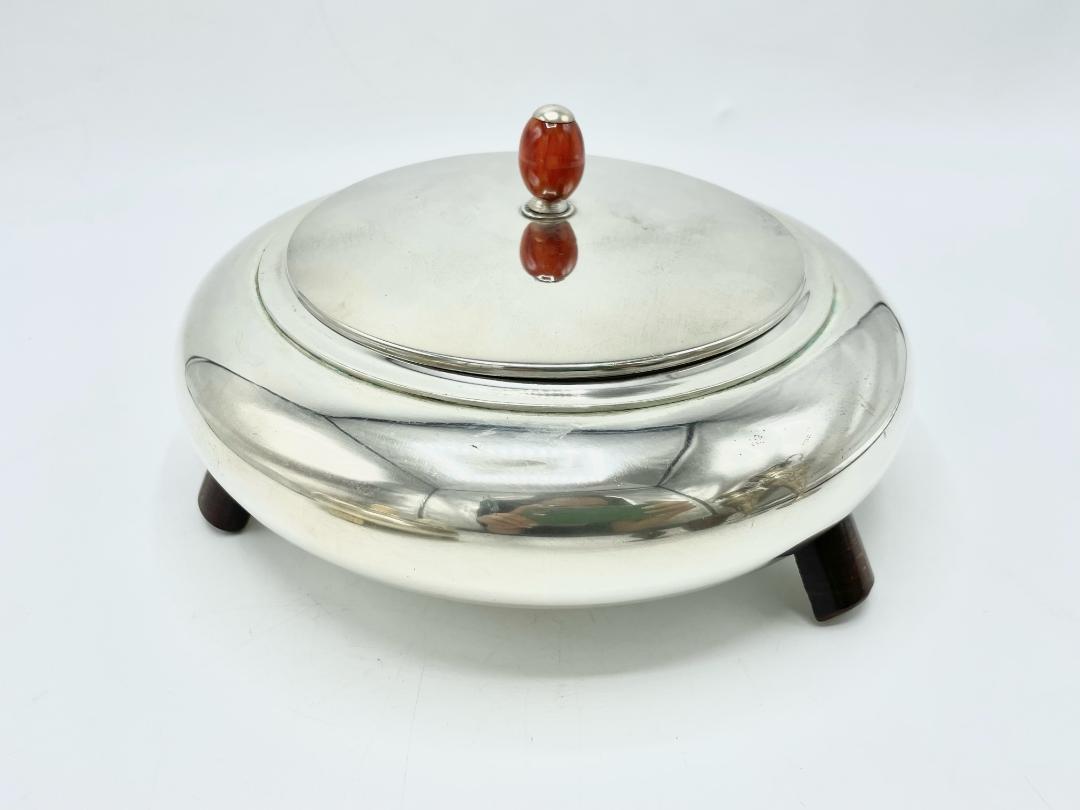 Jean Puiforcat Art Deco Box H: 4.5" Diam; 8.3" France (1 of 4)