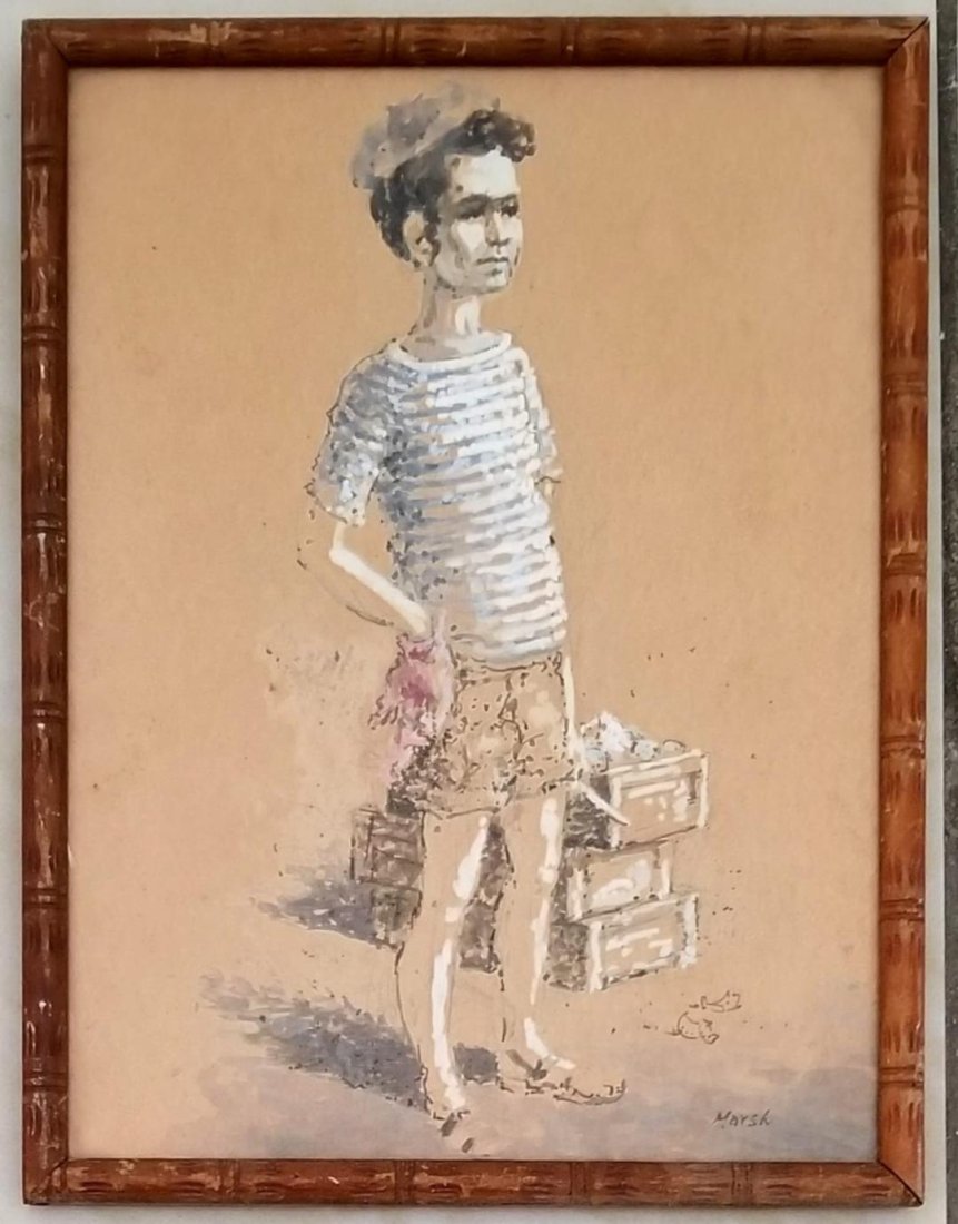 Reginald Masrh Gouache on Paper 11.5" x 9.5" Attributed: Shipping in USA $ 150.Reginald Marsh was an American painter, born in Paris, most notable for his depictions of life in New York City in the 1920s and 1930s. Crowded Coney Island beach scenes, popular