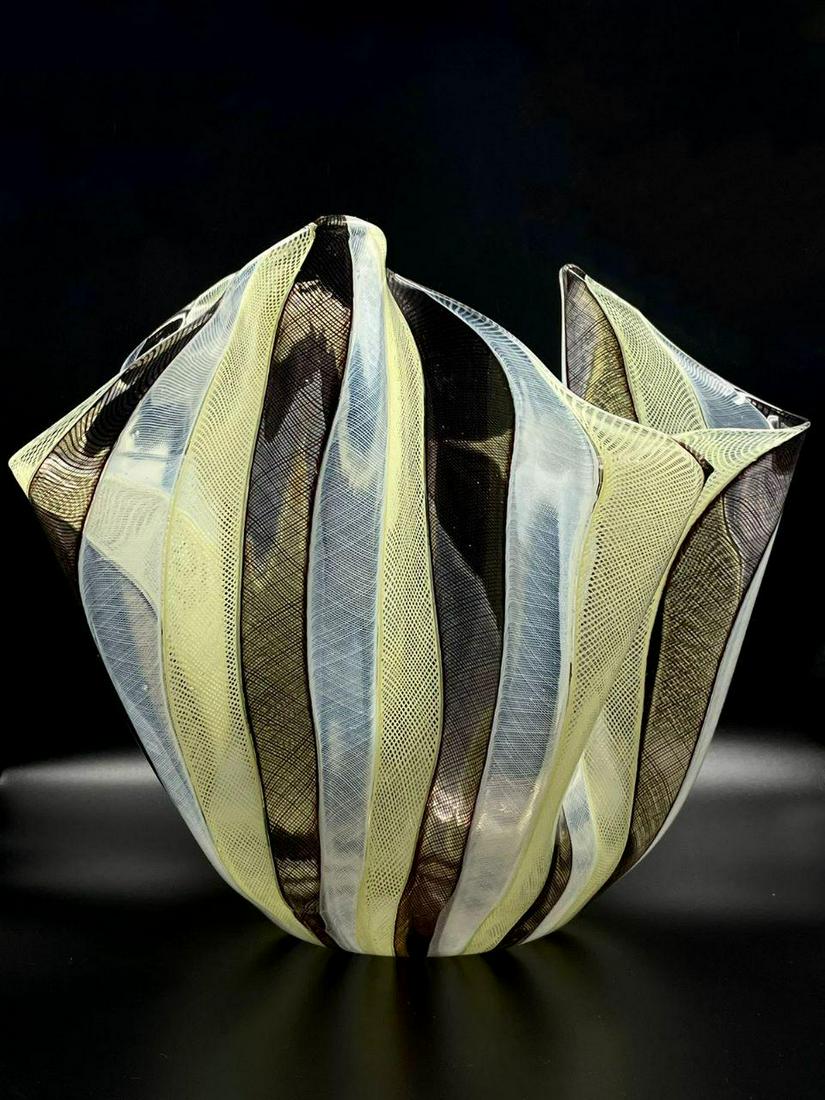 Paolo Venini Art Deco Murano Glass Vase H: 10" Diam: 10" Italy (1 of 5)