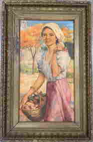 Fernando Amorsolo Oil on Canvas 18" x 20" w/ COA Fr: 24" x 26" (1 of 6)