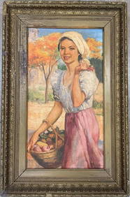 Fernando Amorsolo Oil on Canvas 18" x 20" w/ COA Fr: 24" x 26" (1 of 6)