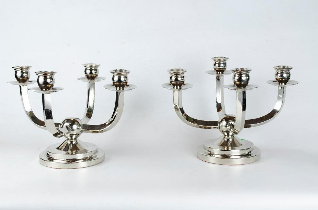 Christofle Pair of Candelabras Art Deco Style H: 7" Diam: 11" France (1 of 3)