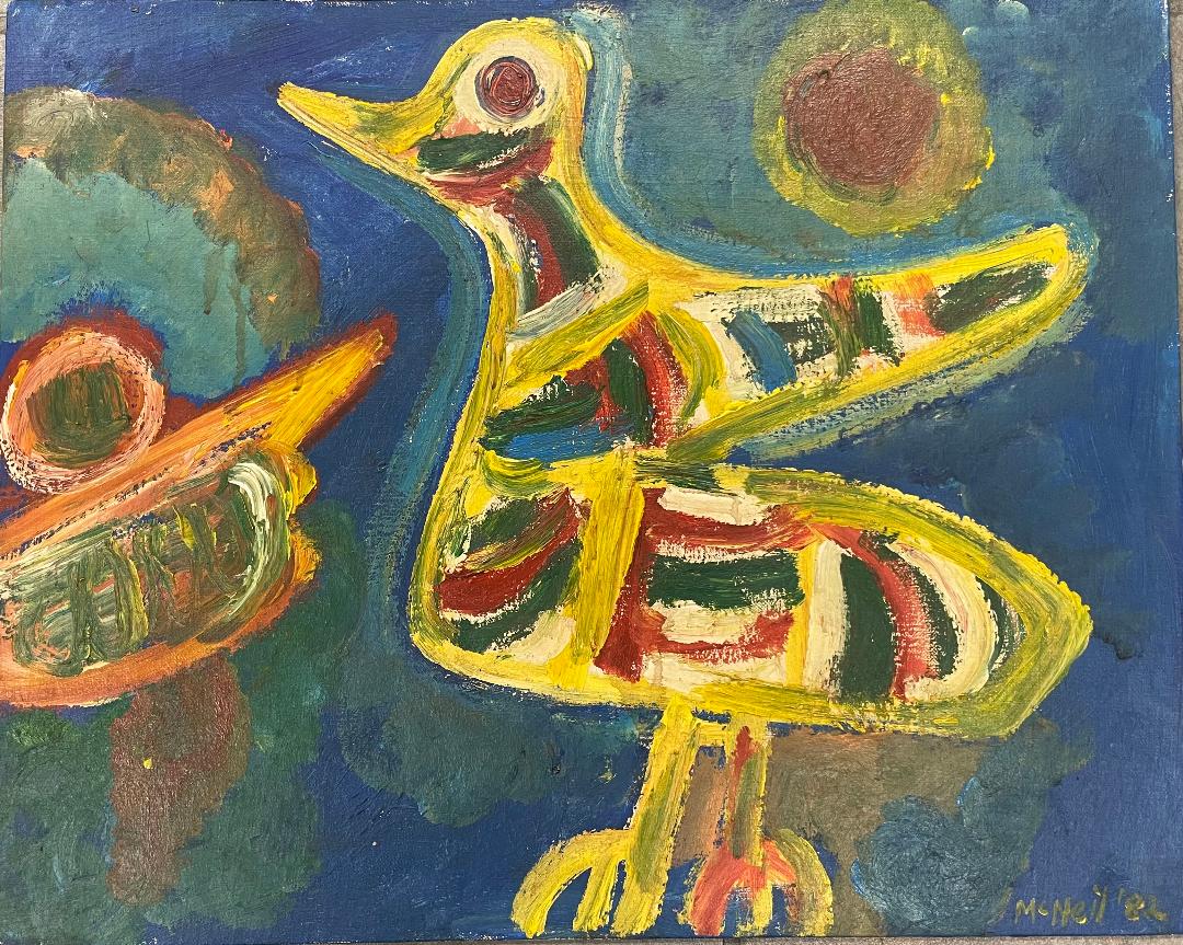 George McNeil 1982 (Attributed) Oil on Canvas over Board (1 of 4)