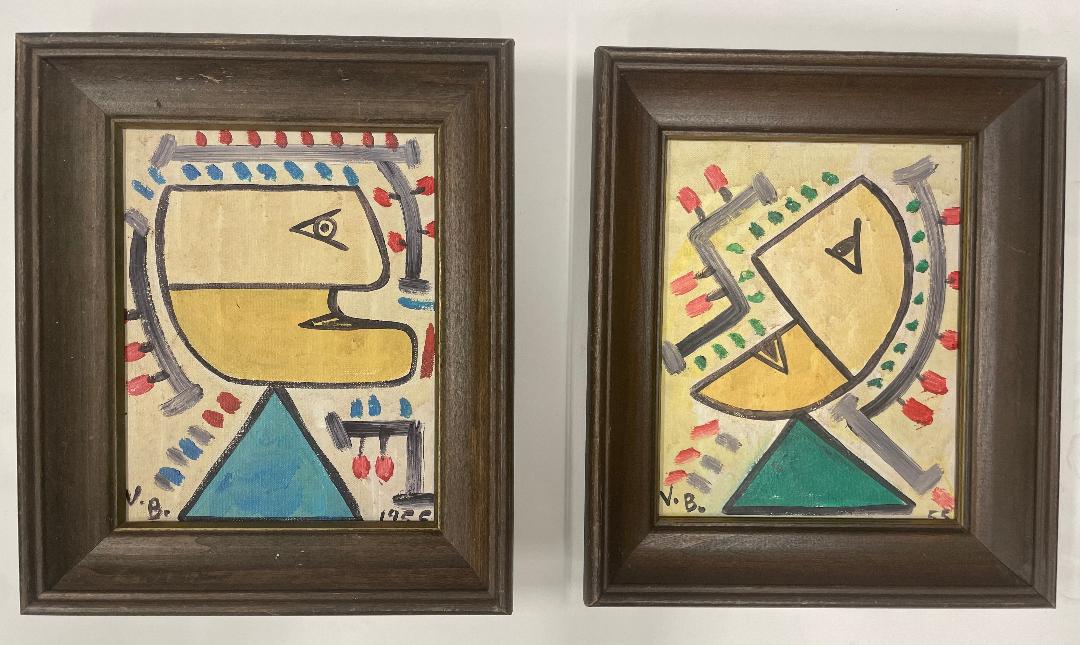 Victor Brauner Pair Oil on Canvas Art: 10" x 8" No COA (1 of 4)