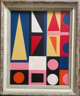August Herbin 58 OIl on Burlap Art: 20" x 16" w/ COA: Shipping in USA $ 120. Auguste Herbin was a French painter of modern art. He is best known for his Cubist and abstract paintings consisting of colorful geometric figures. He co-founded the groups Abst
