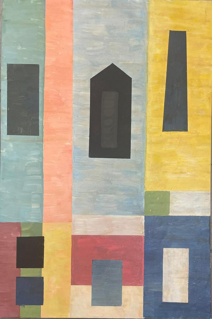 Alfredo Volpi Gouache on Canvas 36" x 24" w/ COA Brazil (1 of 4)