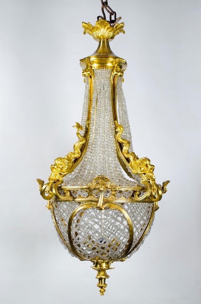 Magnificent Bronze & Crystal Chandelier H: 34" D: 16" France: Shipping in USA $ 350. Magnificent Chandelier Museum Quality
