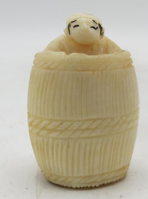 Japanese Netsuke Hand Carved H: 2": Shipping in USA $ 12. A netsuke is a miniature sculpture, originating in 17th century Japan. Initially a simply-carved button fastener on the cords of an inro box, netsuke later developed into ornatel
