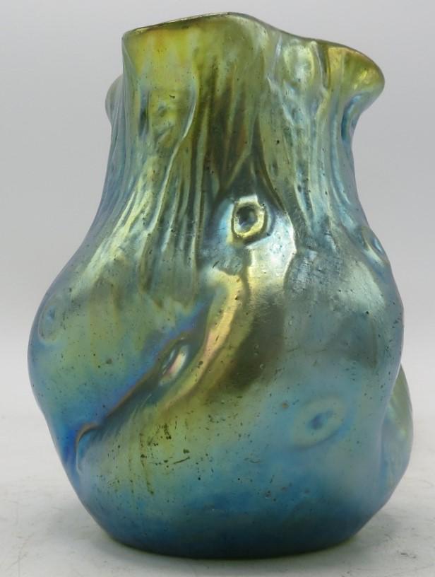 Loetz Bohemian Iriliscent Glass Vase H: 4.2": Shipping in USA $ 35.