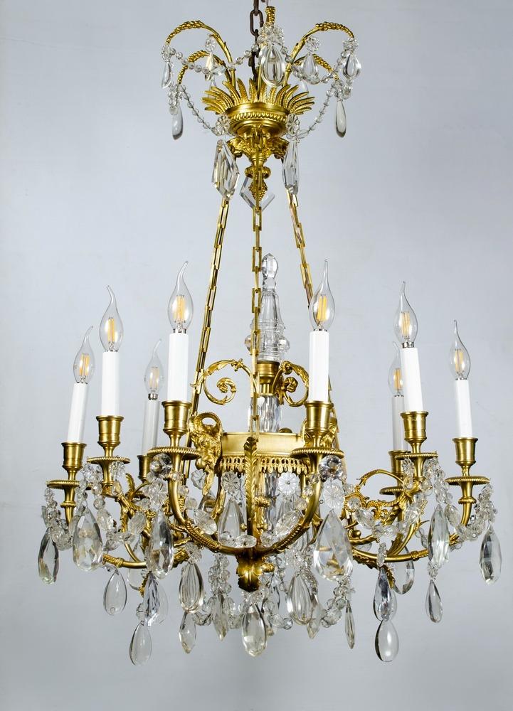 Baccarat Bronze & Crystal Chandelier H: 40" D: 28" France (1 of 7)